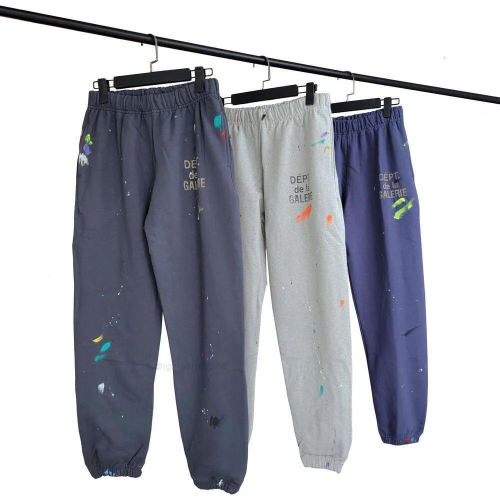 Splashing Loose GalleryDepttsts Ink Pantalon de survêtement de rue graffiti peint à la main pour hommes 2023 Leggings décontractés Garde Mode pour hommes et femmes 940E 9FT0 9FT0X4HC