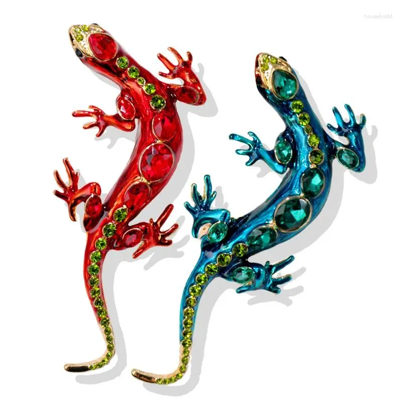 Brooches Crystal Lizard For Women And Men Enamel Shining Rhinestone Animal Pins Banquet Daily Jewelry Suit Coat Accessories