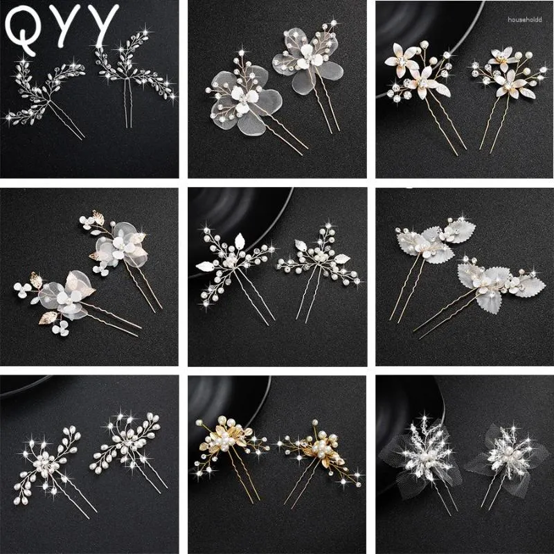 Hair Clips Est 2pcs/lot Flowers Crystal Handmade Hairpins Wedding Accessories Bridal Blossom Headpiece Pins Jewelry