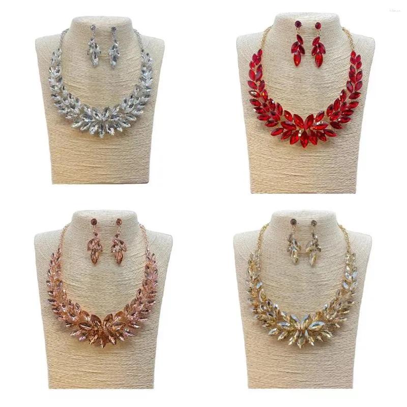 Necklace Earrings Set Bridal Jewelry Crystal Toasting Suit Cheongsam Accessories