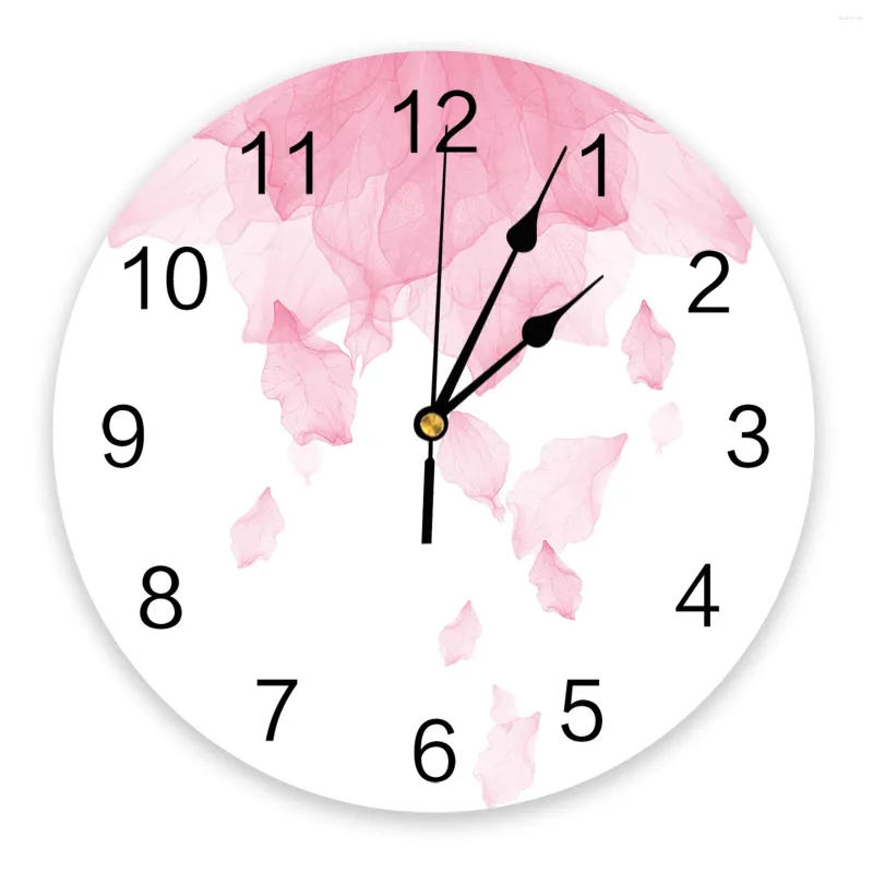 Horloges murales dégradé floral rose imprimé horloge moderne silencieux salon décor à la maison montre suspendue