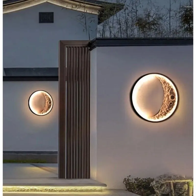 Vägglampa utomhusvattentät måne LED -ljus solenergi landskapslampor för vardagsrumsgård balkong heminredning sconce