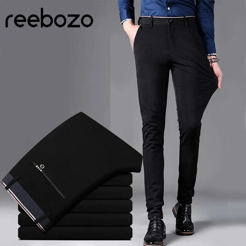 Official Business Casual Suit Pants For Men Fashion Long Pants Male Cotton Solid Wedding Dress Slim Fit Plus Big Size 28-40 240126