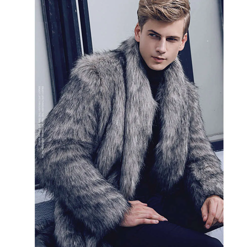 Mens Imitation Fur Coat Designer Warm Lapel Casual Large 2GJQ