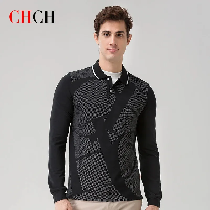 CHCH Top Grade Fashion Brand Luxury Simple Mens Designer Polo Shirt Casual Long Sleeve Tops Men Clothing 240129