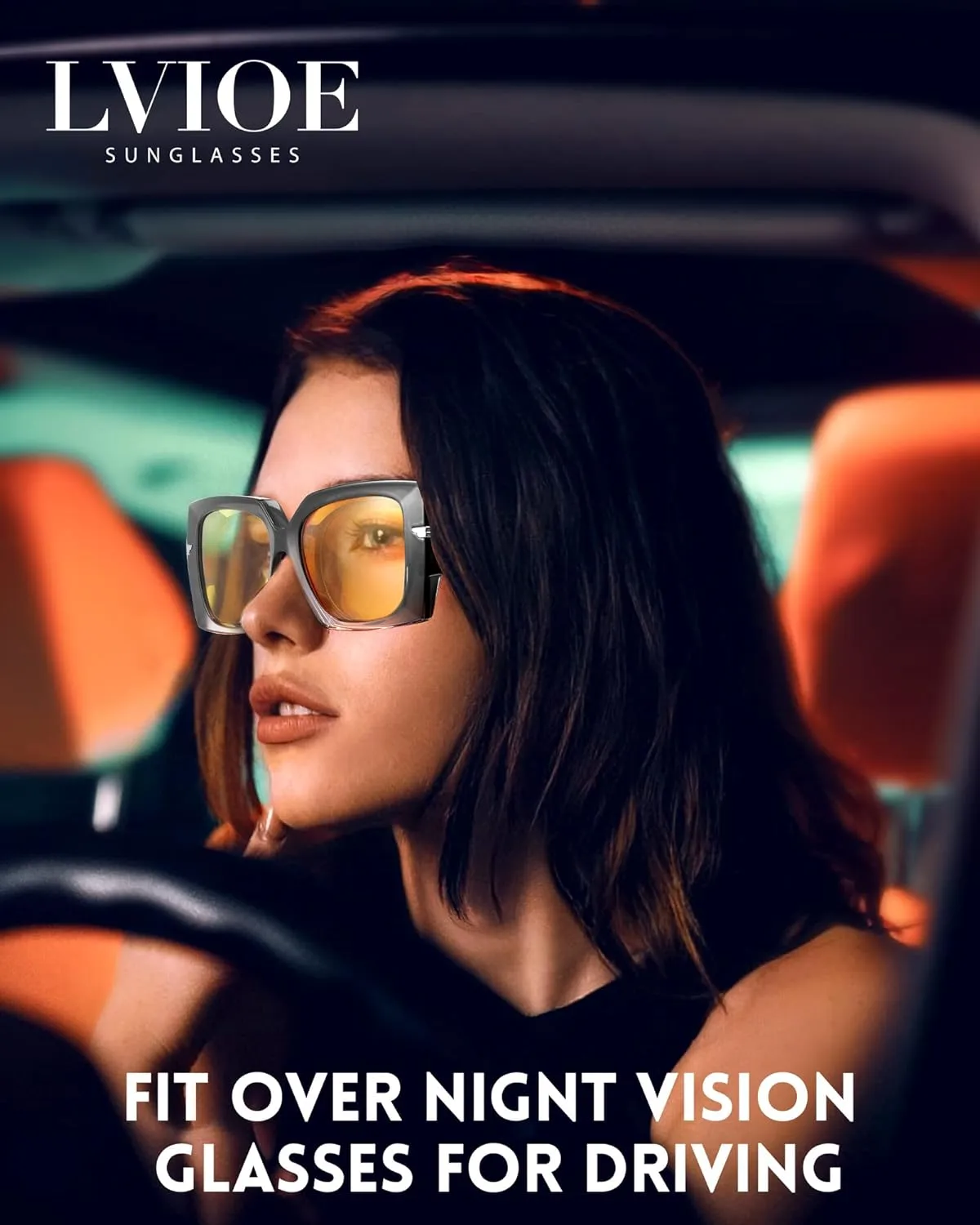 Women\'s Night Vision  Trendy Polarized Large Driving Sun Glasses UV Protective TJUTR Women main image 2