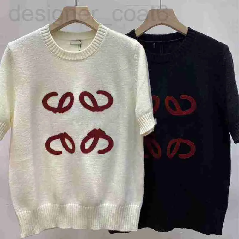 Women's Knits & Tees designer 2024 Early Spring New Round Neck Pullover Knitted Wool Short Sleeve Two Color Three Size 38VW