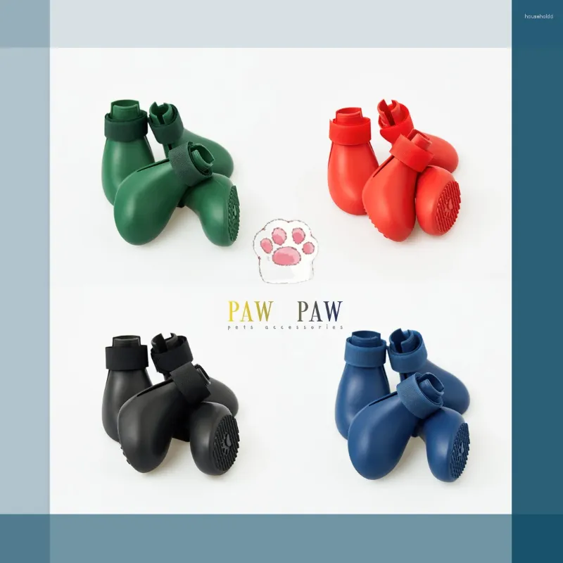 Vestuário para cães 4 pcs 4 cores Pet impermeável Rainshoe antiderrapante sapatos de borracha para cães gato filhote de cachorro ao ar livre sapato tornozelo botas acessórios de alta qualidade