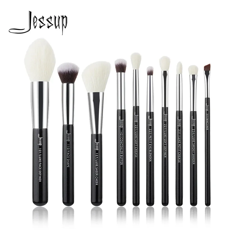 Jessup 10pcs Makyaj Fırçaları Set Güzellik Araçları Makyaj Fırçası Kozmetik Temel Toz Koruyucu Karıştırma Göz Farı Kanat Astarı 240123