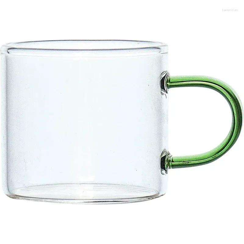 Weingläser Glas Transparent Kaffeetassen Tasse Meistergriff Teetasse Fu Set mit grünem dickem Trinkkung Hitzebeständig