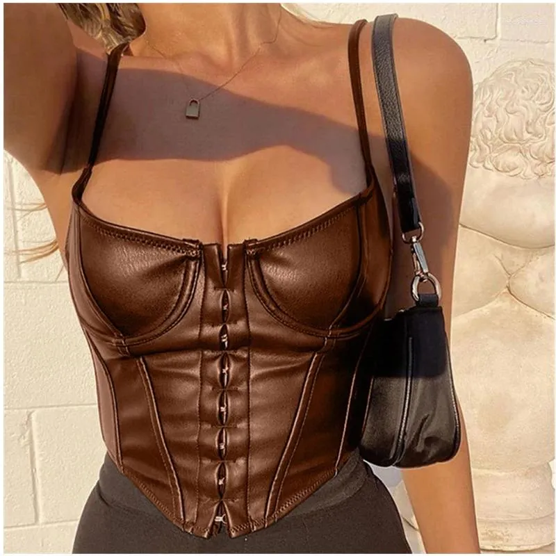 Women's Tanks 2024 Fashion Women Summer Corset Sexy Low-cut Bustier Sling Crop Top Skinny Slim Push Up Vest Camisole For Vacation Club Party