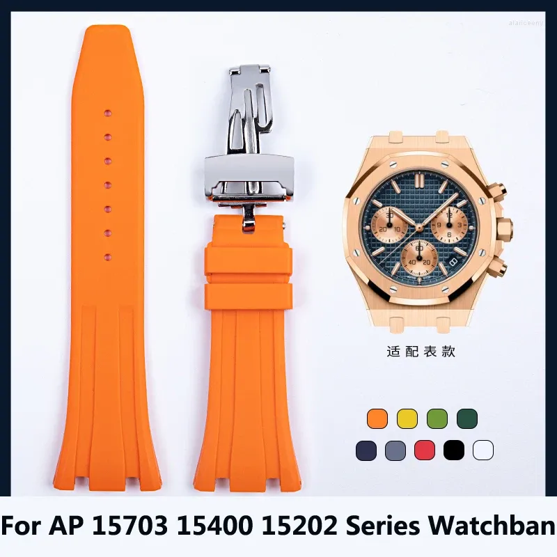 Uhrenarmbänder Hochwertiges Kautschukarmband 26 mm 27 mm Uhrenarmband für AP 15400 15202 15500 15703 26470SO Royal Oak Offshore Herrensport