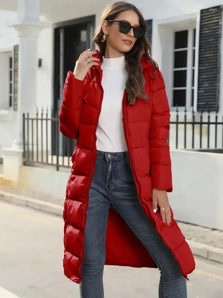 Trench da donna 2024 Autunno Inverno Giù Cappotto Parka Donna Lungo caldo Piumino da donna Addensare con cappuccio oversize per 4XL