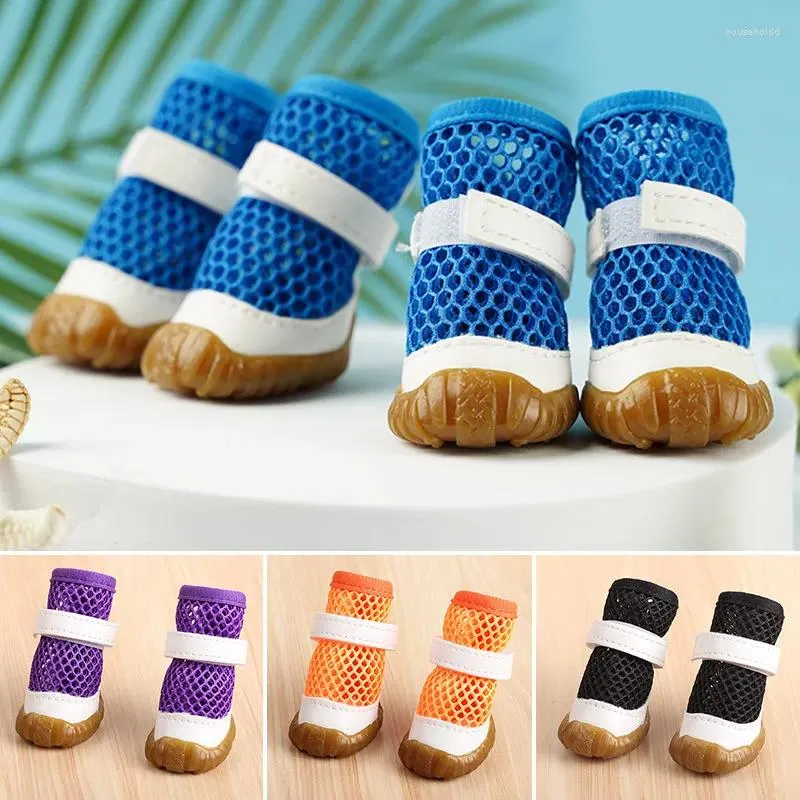 Vêtements de chien 2pcs / Set Chaussures d'été antidérapantes Sandales respirantes pour petites chaussettes pour animaux de compagnie Baskets Chiens Chiot Chat Bottes 2024