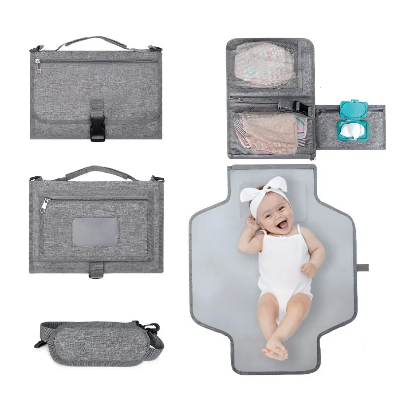 Portable Baby Diaper Pad for Outdoor Travel Multifunctional Kids Changing Pad with Shoulder Straps Waterproof Mat 240130