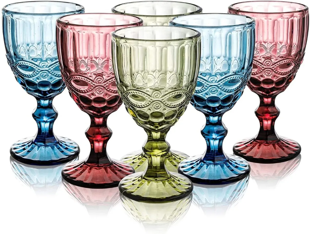 Vintage vin Cocktail verre tasses bord doré verrerie multicolore fête de mariage vert bleu violet rose gobelets 10 oz FY5509 0110