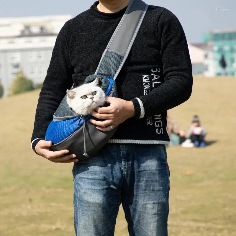 Trasportino per cani Borsa da trasporto per animali domestici Borsa da viaggio a tracolla singola Portatile con tracolla a spalla Mesh traspirante