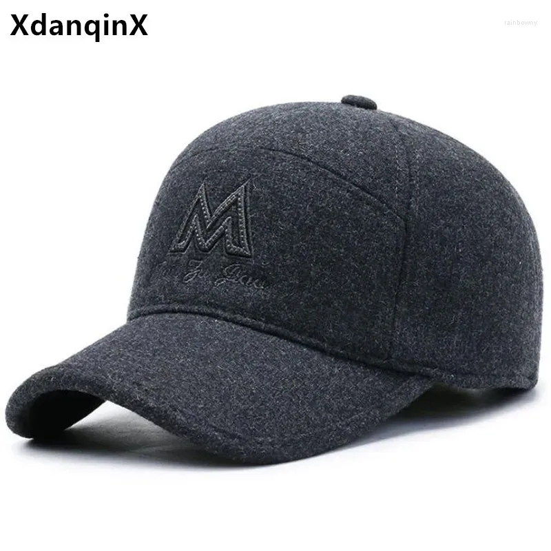 Бейсбольные кепки XdanqinX, зимние мужские шапки, бейсбольная кепка с вышивкой и надписью, теплые наушники, шапка, регулируемый размер, морозостойкая, ветрозащитная, спортивная