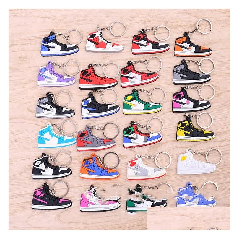 Keychains Designer Fashion Stereo Mini Sile Sneaker Keychain 3D Basketball Shoes Key Ring Holders Gift Handbag Car Drop Delivery DHVS0