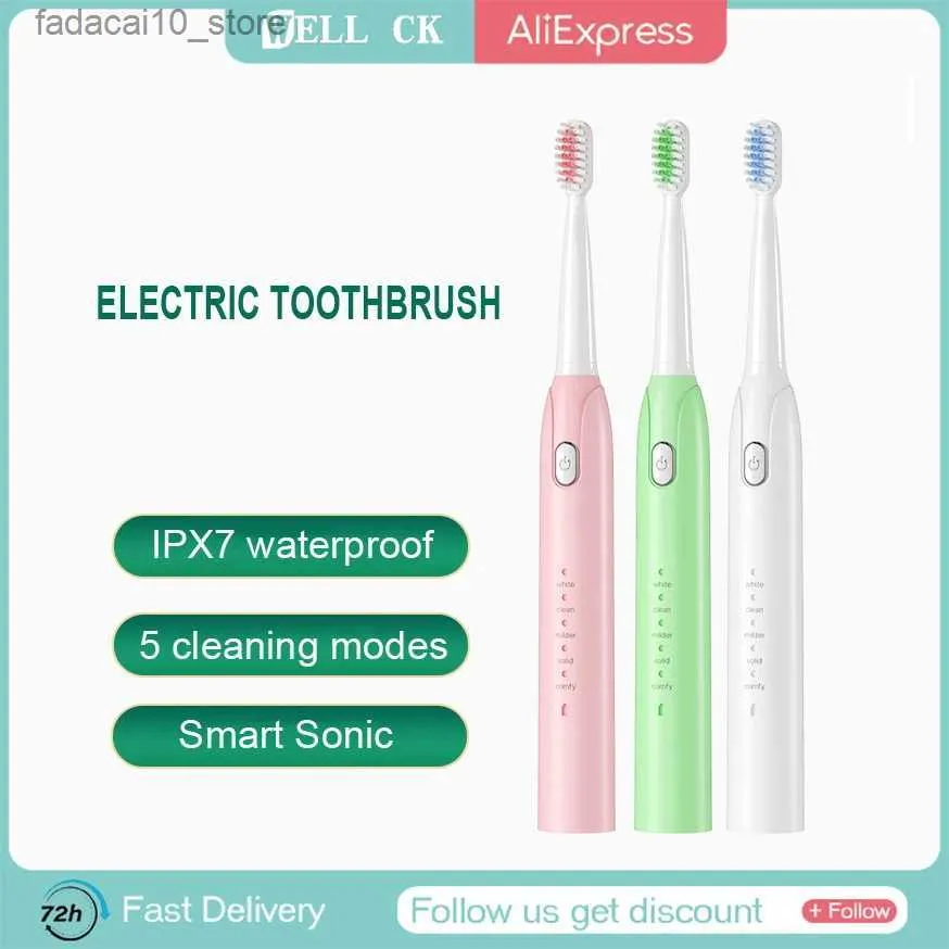 Toothbrush Electric Toothbrush Sonic Tooth Brush for Adult Brush 2 Heads USB Rechargeable Replacement Set Teeth Cleaner Timer 5 Modes IPX7 Q240202