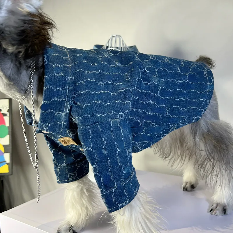 デザイナーペット服猫犬デニムペットシャツ小規模で中犬テディポメラニアンコーギー23秋と冬の新しい