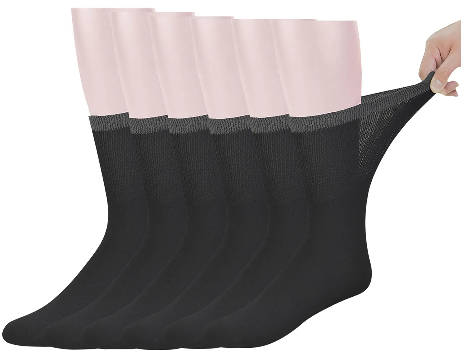 Chaussettes diabétiques mi-mollet en bambou pour hommes avec bout sans couture 6 paires de chaussettes taille L taille 1013 240129