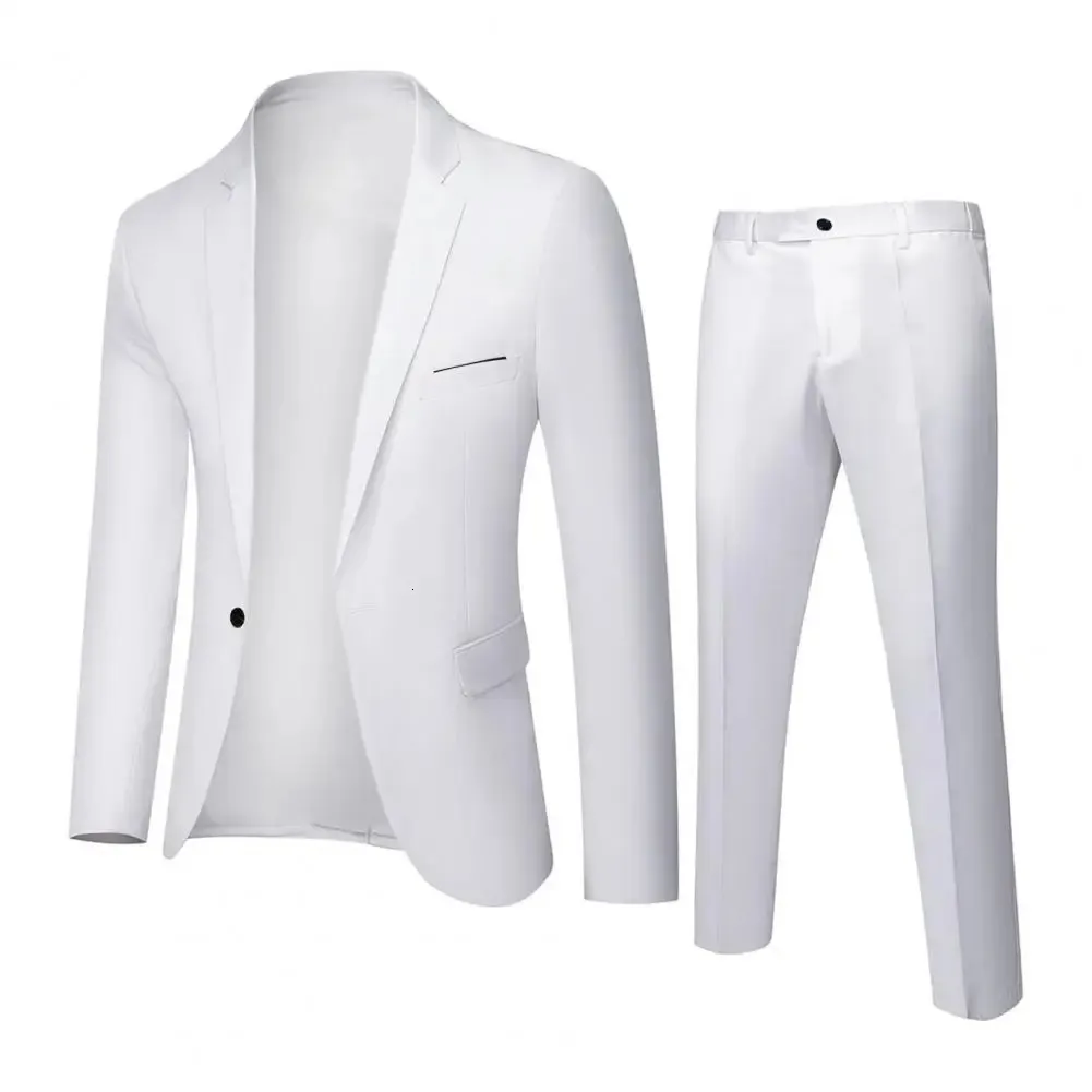 Terno formal 2 peças blazer calças estilo coreano cor sólida único breasted primavera outono botões formal terno casamento noivo terno 240125