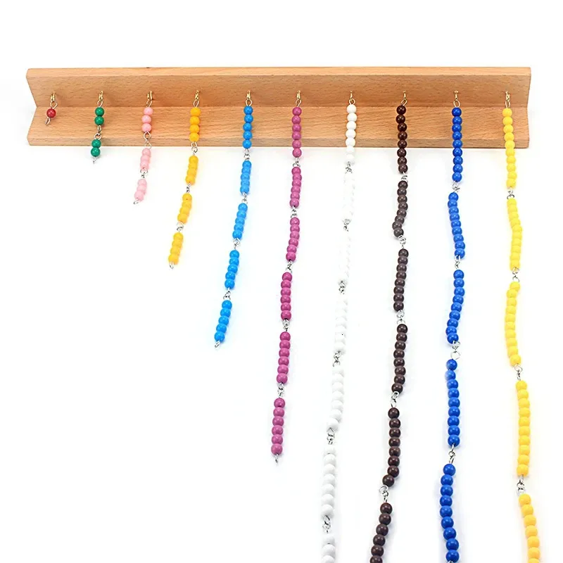 Babyspeelgoed Montessori Gekleurde kralenketting Wiskunde Kleurrijk 110 spellen Peuter Beukenhout Voorschoolse training Leren Geschenk 240131