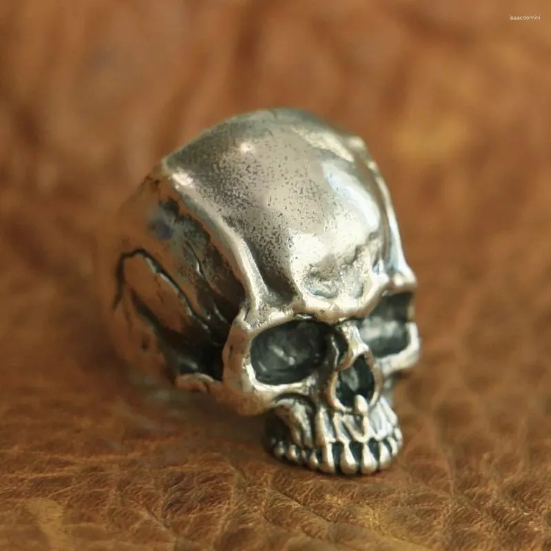 Anéis de Cluster LINSION 925 Sterling Silver Detalhes Skull Ring Mens Biker Punk TA102 US Tamanho 7-15