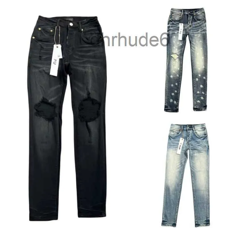 Lila Jeans Männer Hohe Qualität Designer Miri Mode Herren Motorrad Stil Hosen Denim Hose Distressed Ripped Biker Stickerei Patch L6 NREA