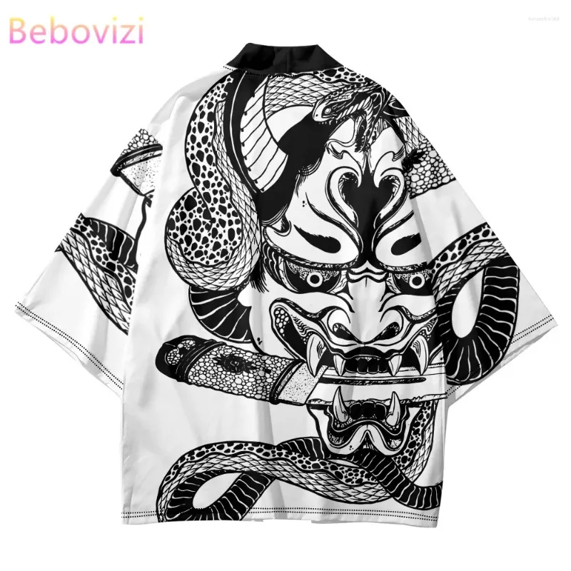 Etniska kläder streetwear orm demon tryck haori mode män kvinnor cardigan strand yukata asiatiska kläder japanska cosplay kimono plus storlek