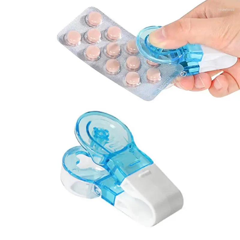 Lagringsflaskor Portable Pill Taker Tabletter Blister Pack Opener Dispenser Box Fall Ingen kontakt lätt att ta ut från paketet