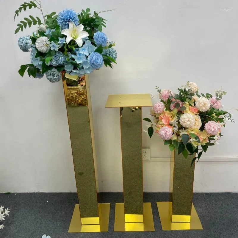 Decorative Flowers 60/80/100CM Shiny Gold Cake Flower Balloons Rack Acrylic Holder Wedding Column Cupcake Stand Birthday Party Event Display