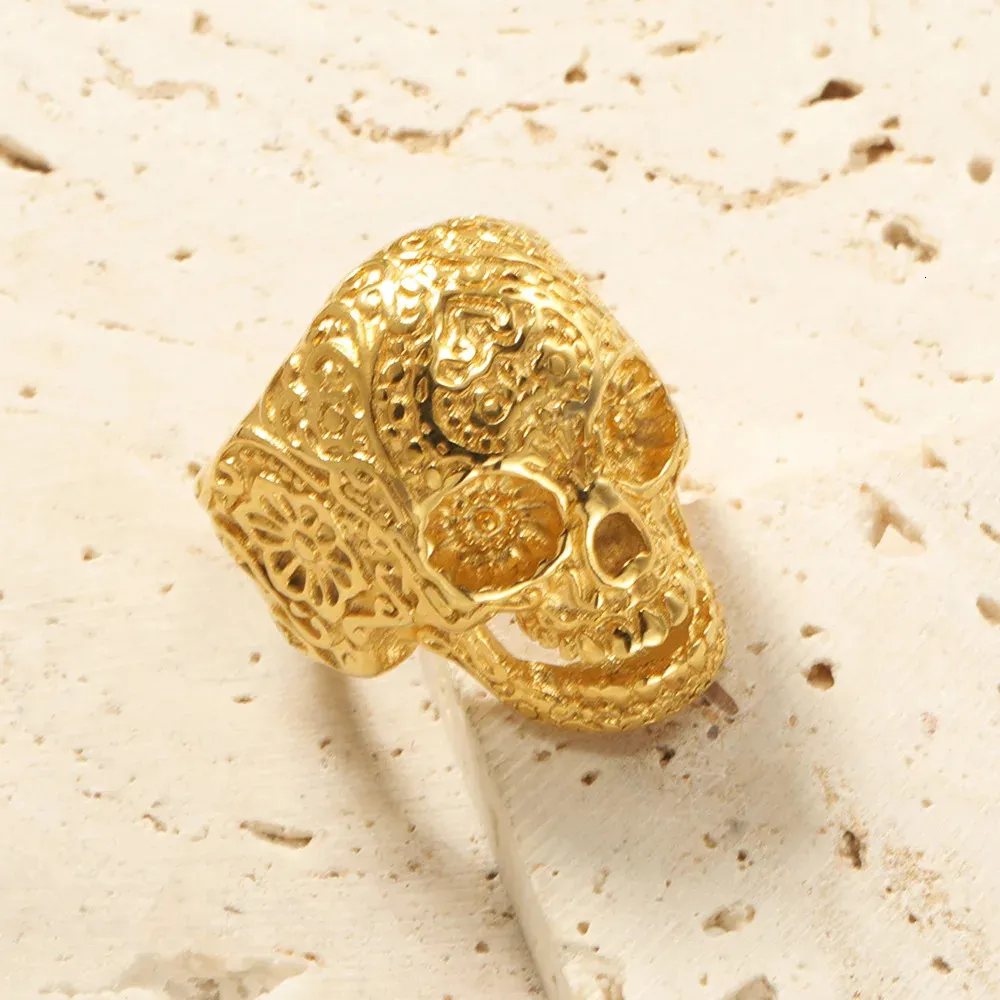 Gótico esqueleto crânio masculino anéis para homens mulheres personalidade punk jóias de aço inoxidável acessórios de moda presentes 240125