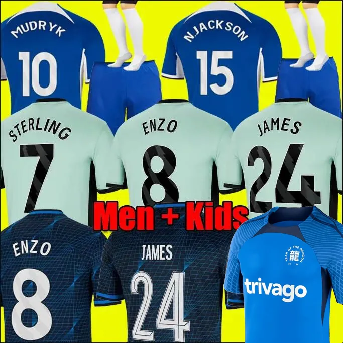 2023 2024 Palmer Caicedo nkuku Jackson piłkarski koszulka disasi 23 24 Enzo Fernandez Mudryk James Sterling Cucurella Football Shirt Men Kids Sets