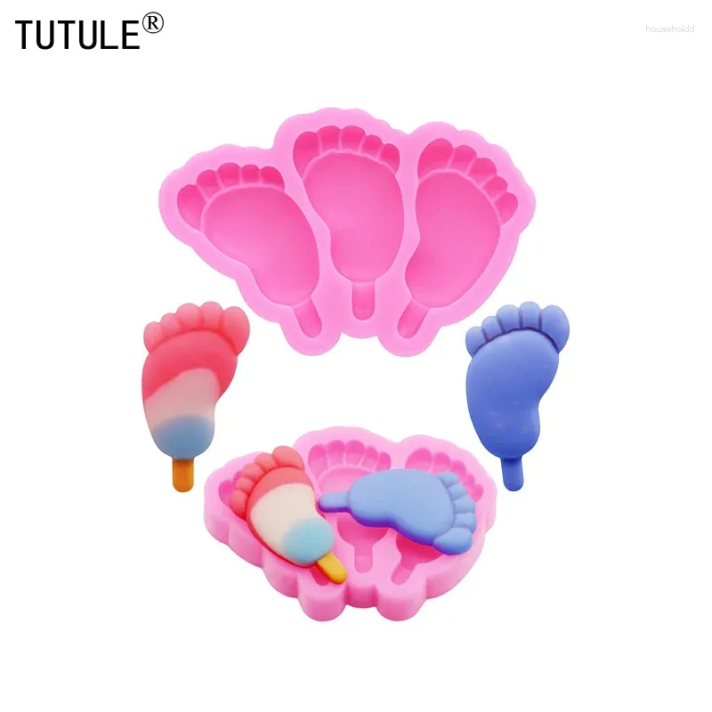 Baking Moulds 3D Lollipop Foot Palm Keychain Earrings Silicone Mold DIY Ya Clay Epoxy Resin Accessories Chocolate Molds