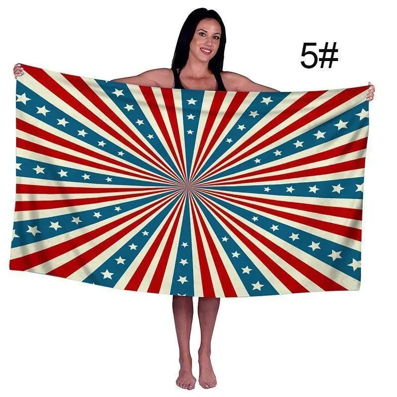Microfiber Beach Towel American Flag Bath Towels Digital Printing Sunscreen Soft Absorbent Various Patterns WH0109