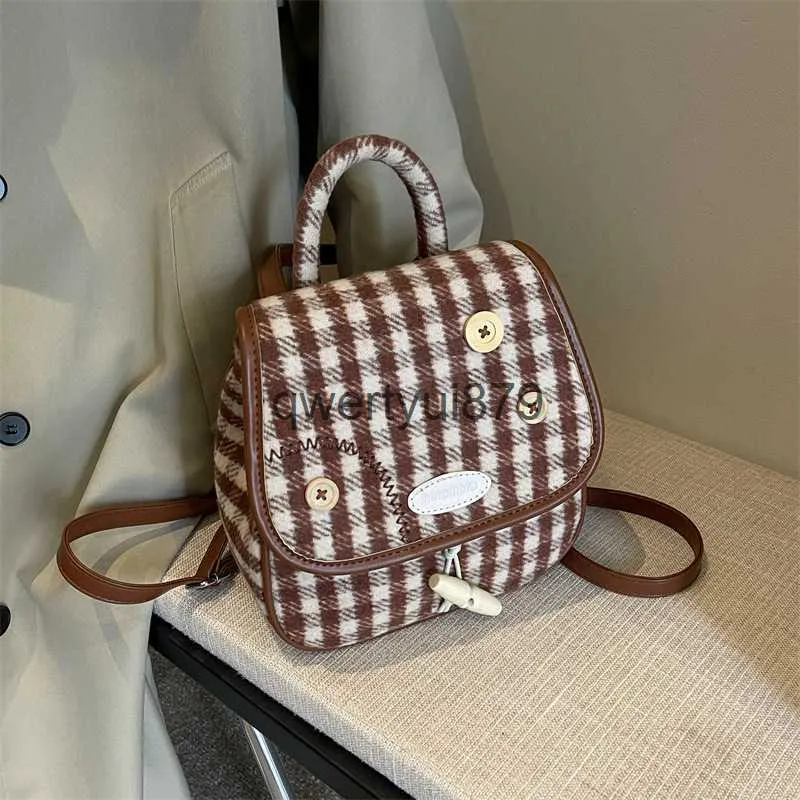 Sac à dos Style Sacs à bandoulière Coréen Instagram Super Hot Bag Femmes 2023 Mode d'hiver Sac à dos à carreaux Haut de gamme Polyvalent Une épaule BackpackH2422