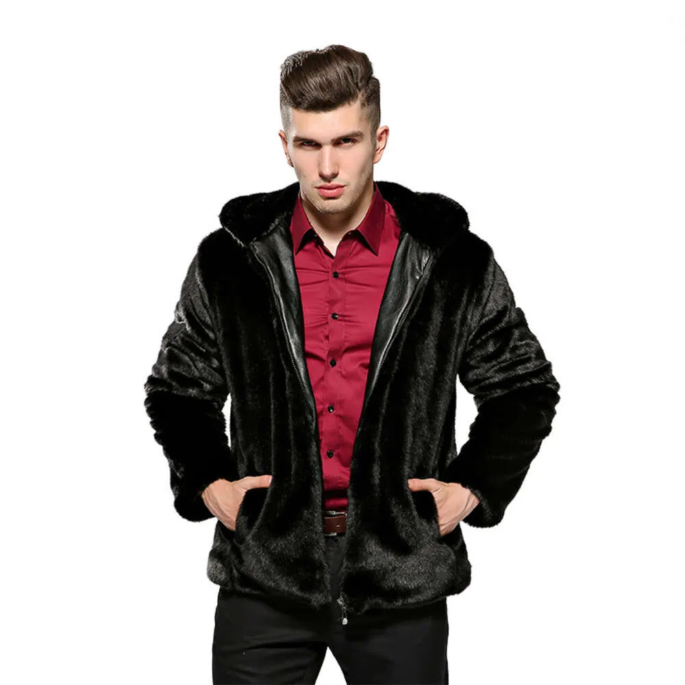 Designer Autumn/Winter Faux pälsrock för män förtjockad överdimensionerad koreansk version Mens Mink YMQA