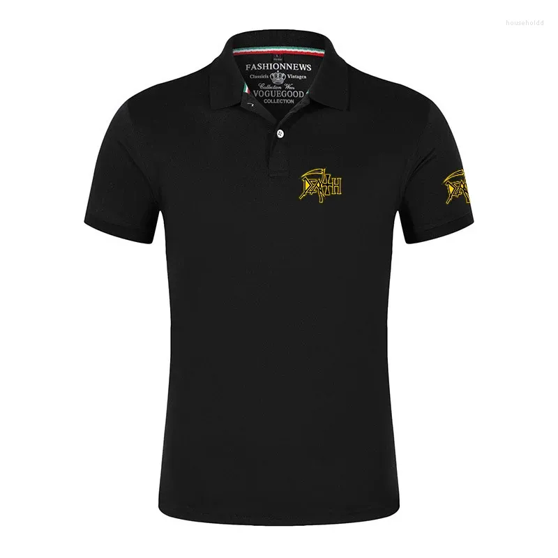 Mens Polos 2024 Summer Death Rock Band Heavy Metal Printed Cotton