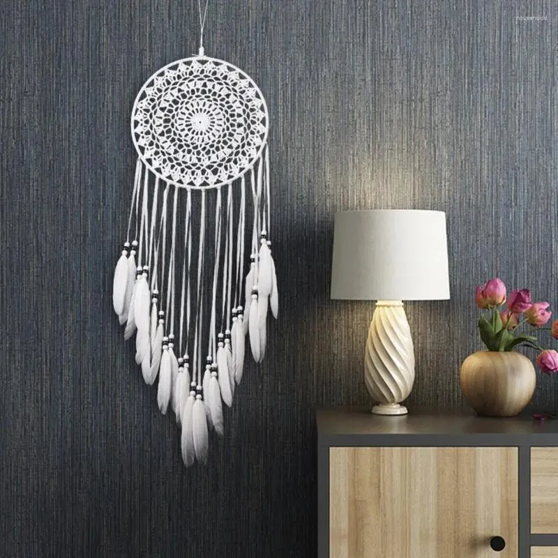 Decorative Figurines Dream Catcher With Lanyard Easy To Hang Anti-fading Feather Tassel Nordic Style Pendant Home Decor