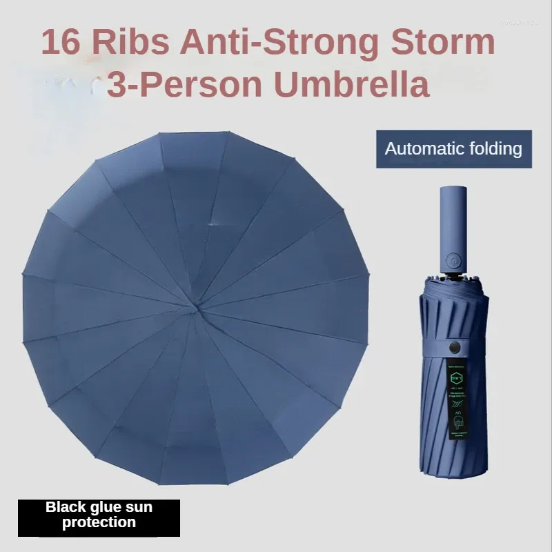 Зонты 16 ребер, большой зонт, прочный, полностью автоматический, от дождя, для мужчин и женщин, роскошный деловой мужской ветрозащитный складной