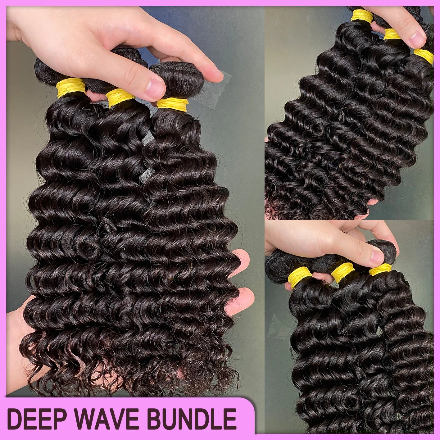 Deep Wave Indian Remy Human Hair Extensions 3 Bundles 
