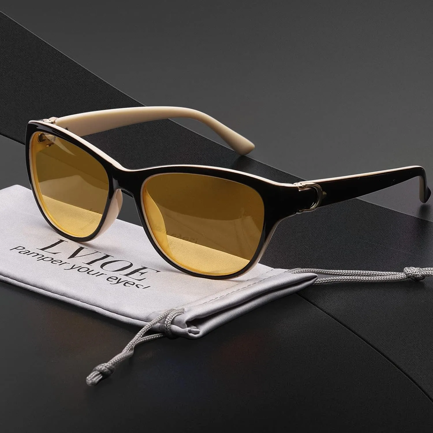 Womens Night Driving Glasses - Polarized Anti-Glare Yellow 