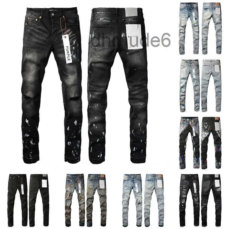 Lila Jeans Herren Designer Mode Distressed Ripped Bikers Damen Denim Cargo für Männer Schwarze Hosen High1 Qualität Straight Design Retro Streetwear Hose CMKK