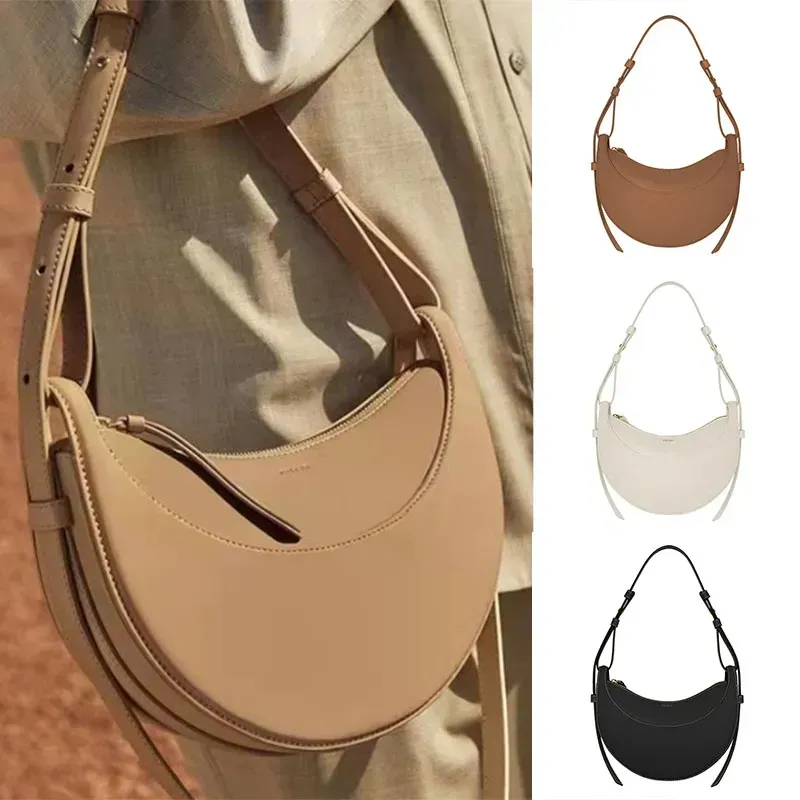 Projektantka Numero Dix Half Moon Paris Women Siodle Torba hobo crossbody jedno ramię Messenger Paris gładkie czarne skórzane torby