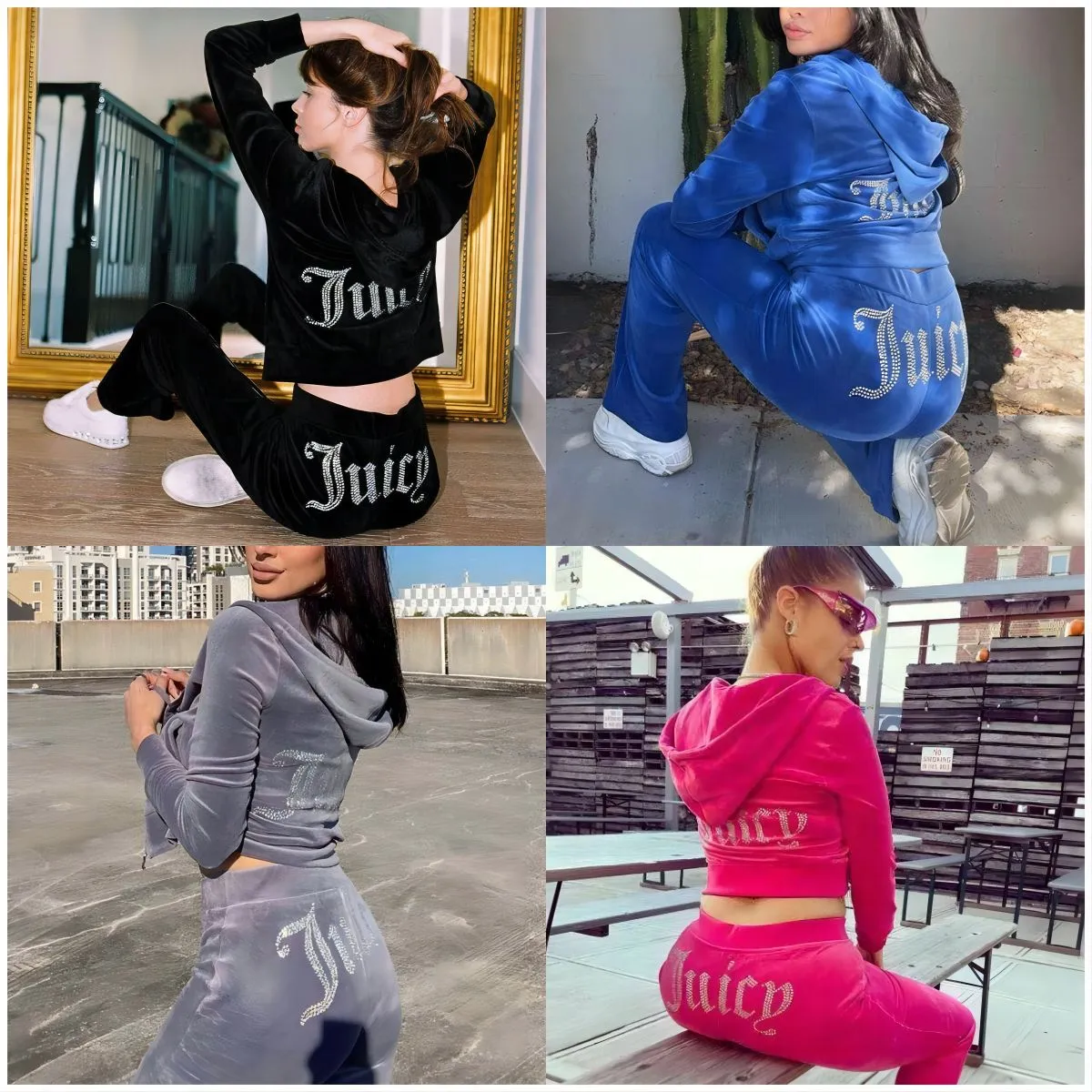 2024 WOMENS PALTAS DOIS PEÇAS NOVAS MULHERES DE VAILO JUCYSUTEN VELVET JUCYS COUToure Juicys Cououre Tracksuit Swewors