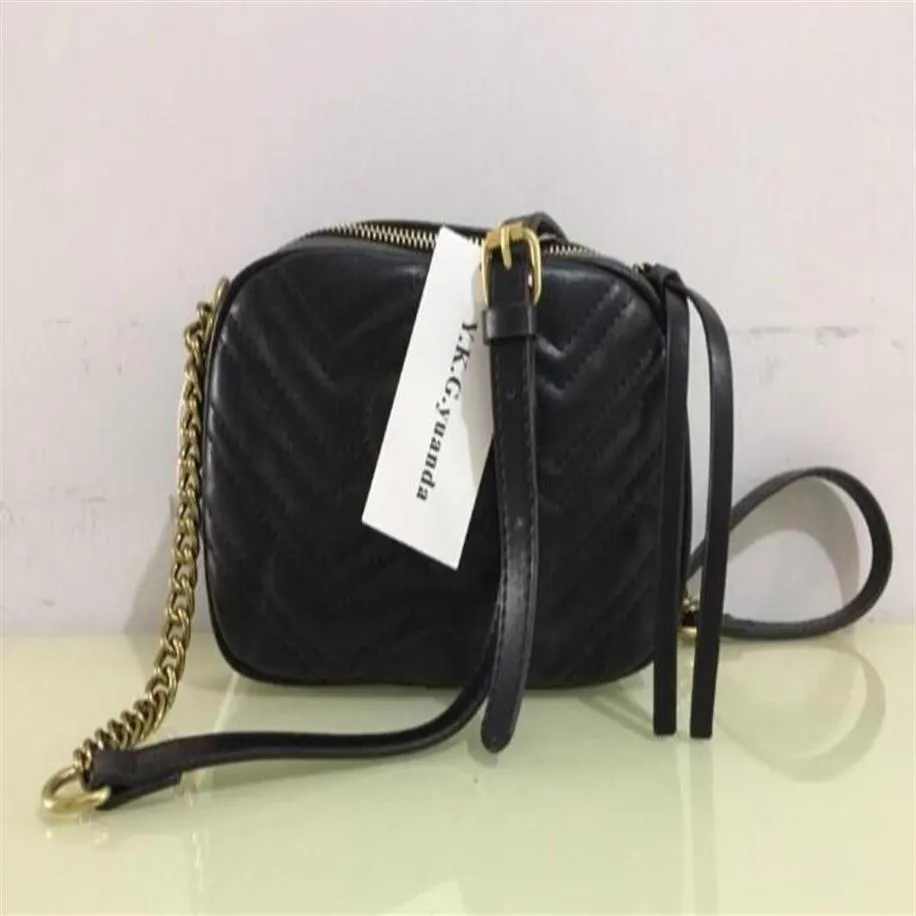 2020 Fashion Pu Black Marmont Bag Handväskor Godkvalitet Födda designer Handväskor Kvinnor Små cirkelpåsar Läder axelväskor275s