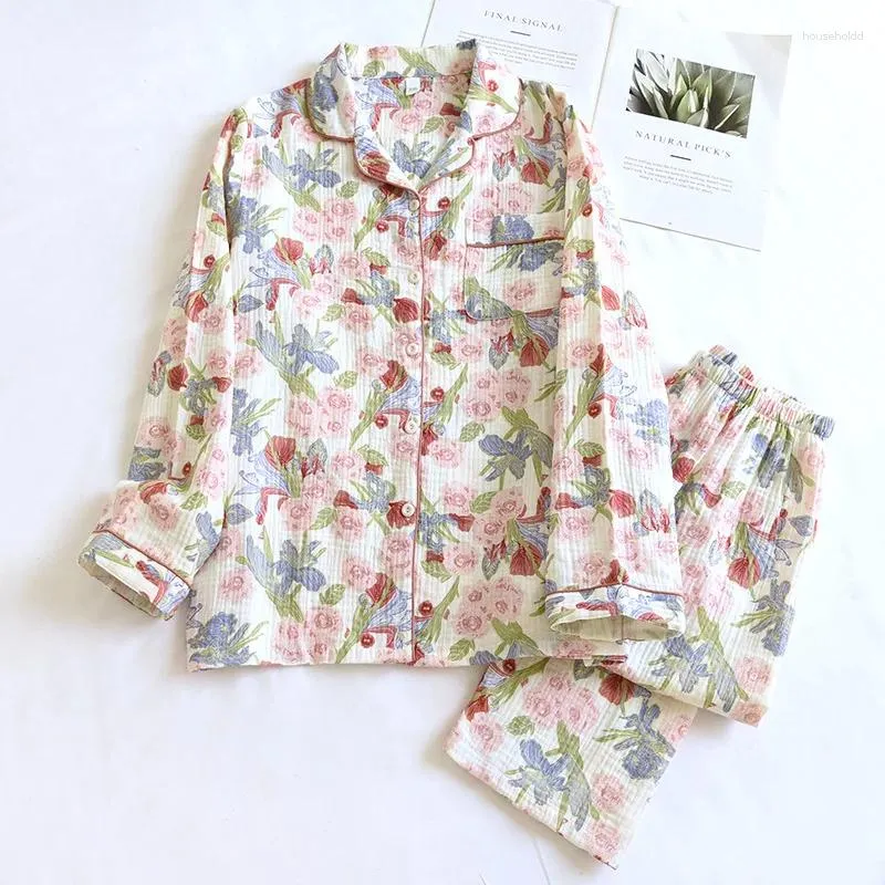 Kobietowa odzież sutowa 2024 Zimowa piżama plus rozmiar Bawełniany obraz olejny Flower Druku