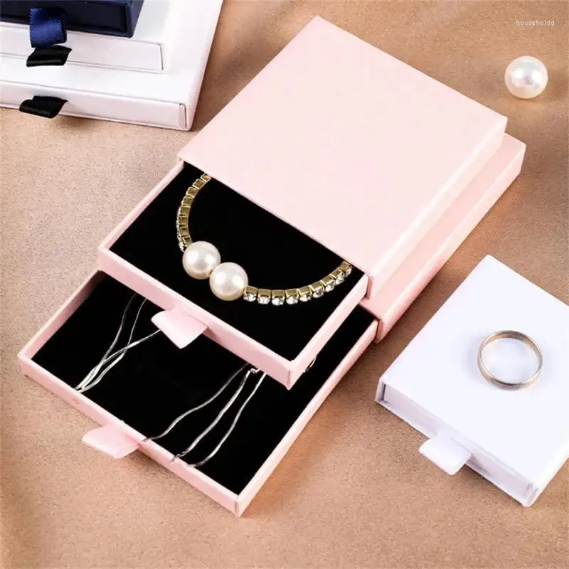 Jewelry Pouches Packaging Box Necklace Ring Earring Bracelet Drawer Shaped Multi Size Women's Gift